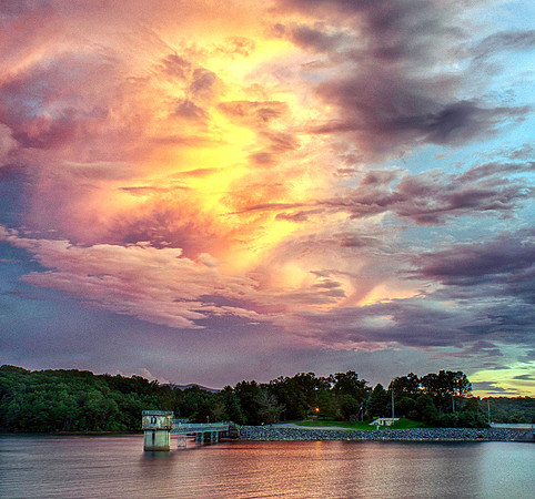 Sunset over Blue Ridge Dam displaying all of her glory
